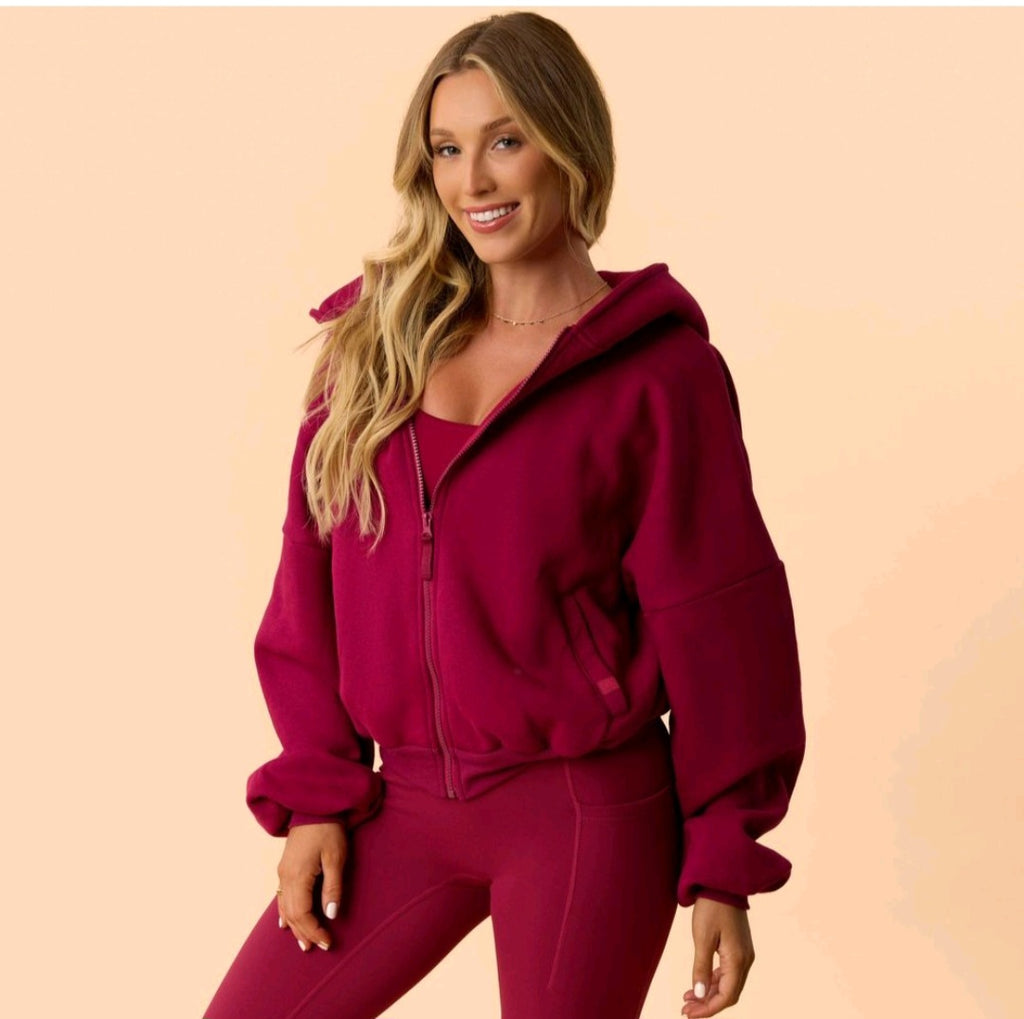Women's Marshmallow Full Zip Hooded Sweatshirt - Blogilates
