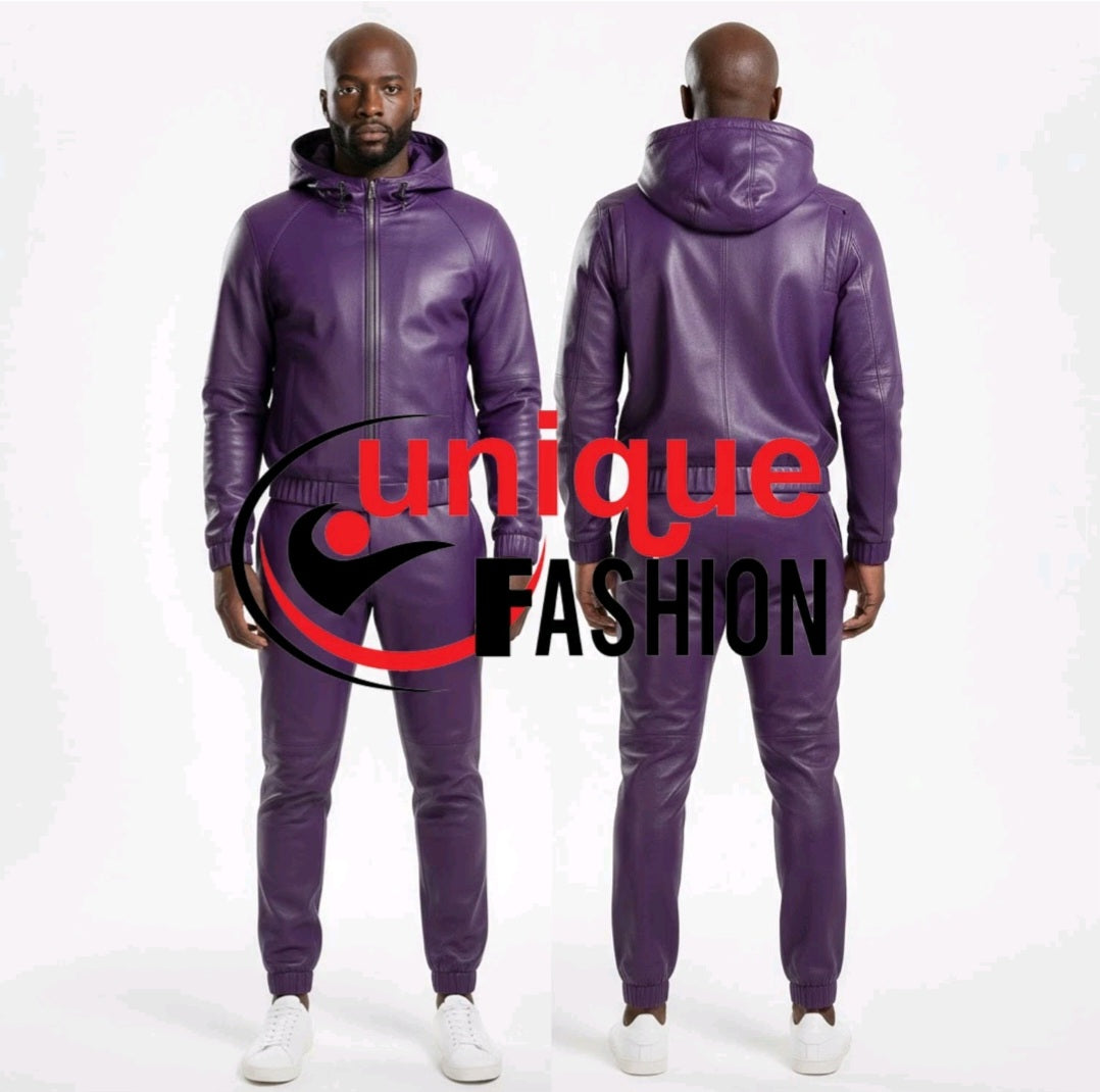 Mens Purple Soft Real Leather